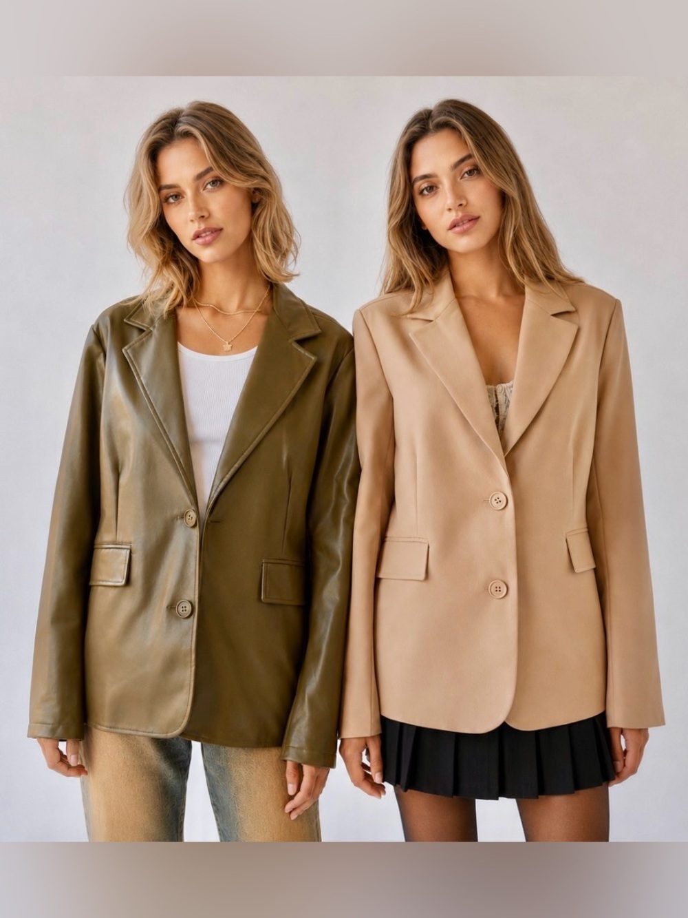 Urban Outfitters women’s 2 Jules Oversized Jackets faux leather & beige blazer S